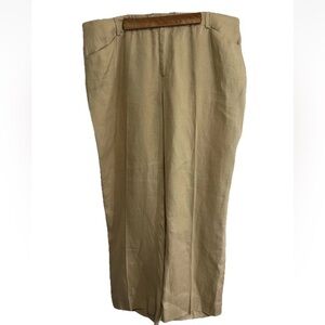 LAUREN Ralph Lauren Women’s Sz 18 100% Linen Wide Leg Pants Khaki